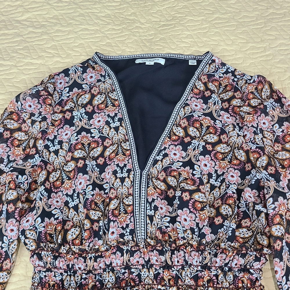 Max Studio Floral Ruffled long sleeve tiered midi dress size S - Picture 6 of 9